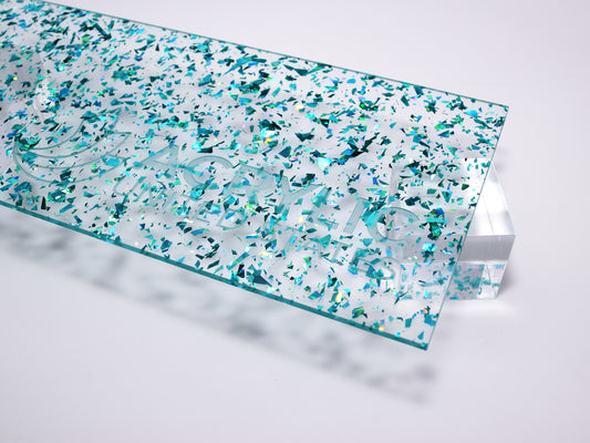 1/8" Holographic Aqua Flakes #S204 Acrylic Sheet