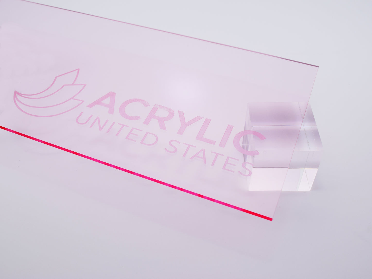 1/8" Clear Glass effect (Pink Edge) #3050 Acrylic Sheet