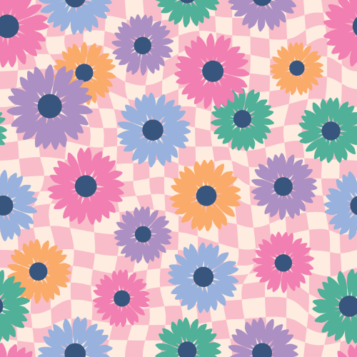 Groovy Flowers Pattern Printed