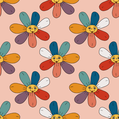 Groovy Flowers Pattern Printed