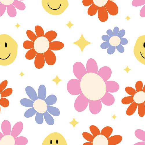 Groovy Flowers Pattern Printed