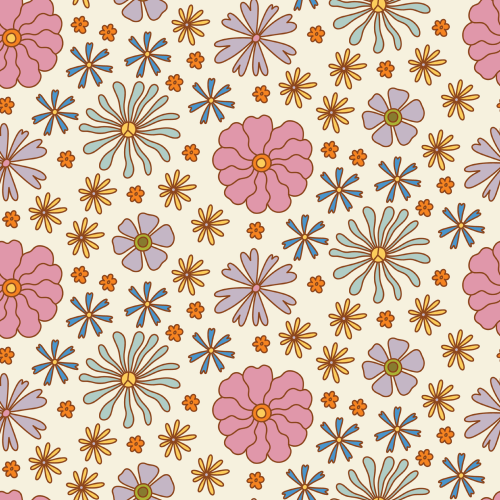 Groovy Flowers Pattern Printed
