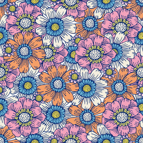 Groovy Flowers Pattern Printed
