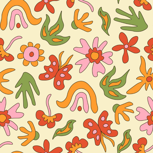 Groovy Flowers Pattern Printed