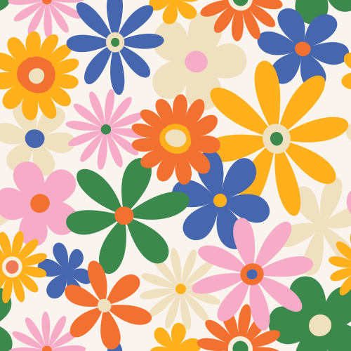 Groovy Flowers Pattern Printed