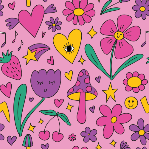 Groovy Flowers Pattern Printed