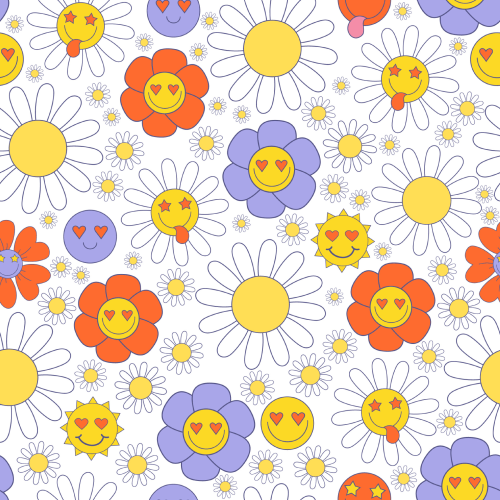 Groovy Flowers Pattern Printed
