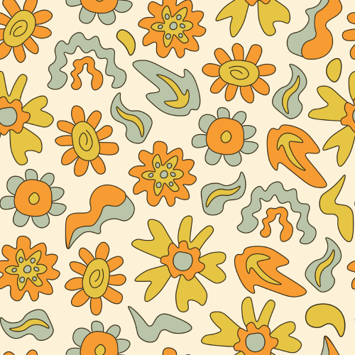 Groovy Flowers Pattern Printed