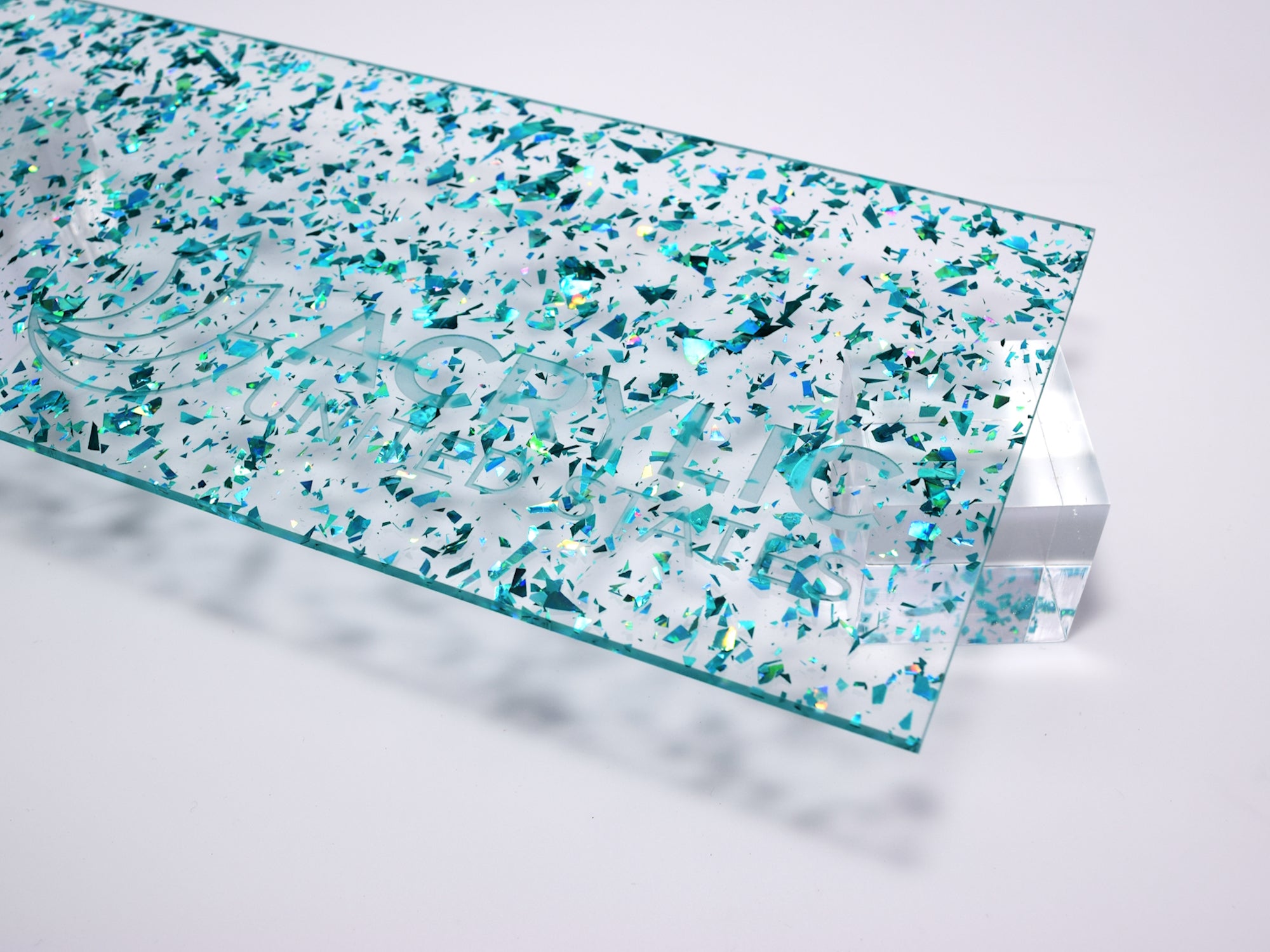 1/8" Holographic Aqua Flakes Acrylic Sheet