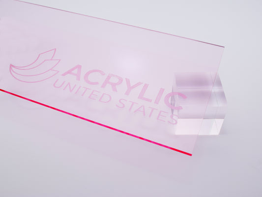 1/8" Clear Glass effect #3050 Acrylic Sheet (Pink Edge)
