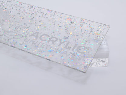 1/8" Holographic Silver Flakes Acrylic Sheet