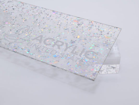 1/8" Holographic Silver Flakes Acrylic Sheet