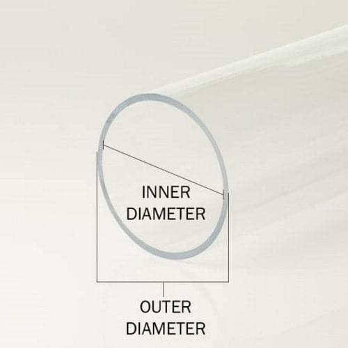 Tubo acrílico de 1" de diámetro exterior x 3/4" de diámetro interior - Transparente