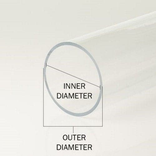 Tubo acrílico de 3/4" de diámetro exterior x 1/2" de diámetro interior - Transparente